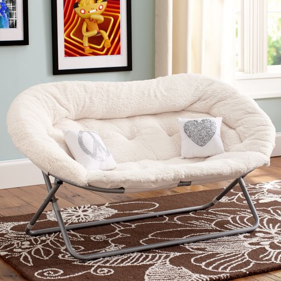 Ivory Sherpa Double Hang-A-Round Chair | PBteen