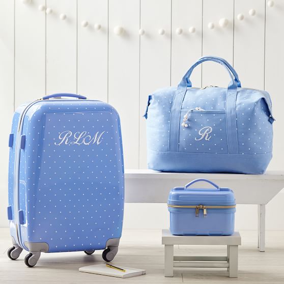 Hard-Sided Periwinkle Pin Dot Carry-On Spinner | Teen Luggage | Pottery ...