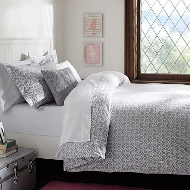 Florette Duvet Cover + Sham, Light Gray | Pottery Barn Teen