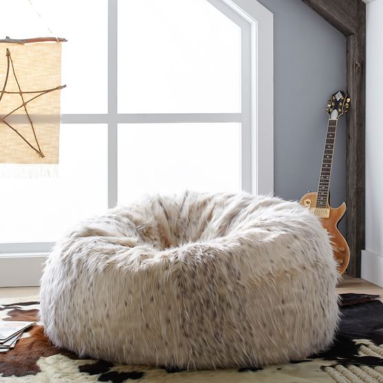 Snow Cat Faux-Fur Bean Bag Chair | Pottery Barn Teen