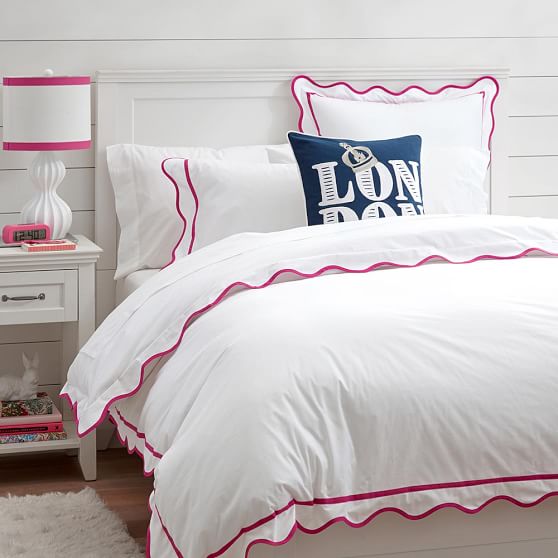 Pink Magenta Vienna Scallop Teen Duvet Cover Sham Pottery Barn