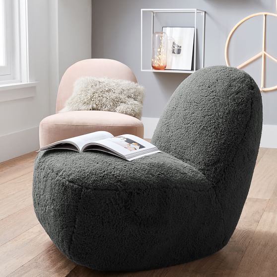 Charcoal Sherpa Rocking Lounge Chair | Pottery Barn Teen