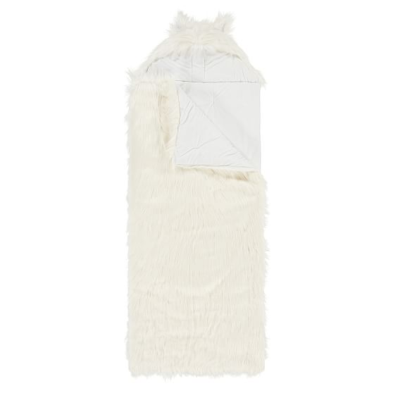 Himalayan Ivory Faux Fur Furrific Hooded Girls Sleeping Bag