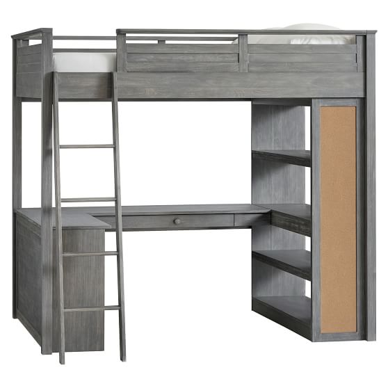 Sleep Study Loft Bed Full Brushed Charcoal Pottery Barn Teen